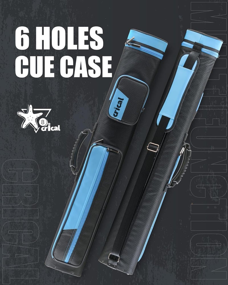 CRICAL Pool Cue Case 2x4 Hard Pool Stick Case Holds 2 Butts and 4 Shafts for Adults Billiard Cue Case with Soft Shoulder Straps - Image 2